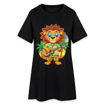 Funny Lion Cartoon Summer Beach Lunettes de soleil guitare - Robe T-shirt Femme - noir - Devant