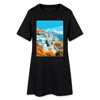 Ios Griechenland Vintage Reise Poster Souvenir Souvenir - Frauen T-Shirt-Kleid - Schwarz - Vorne