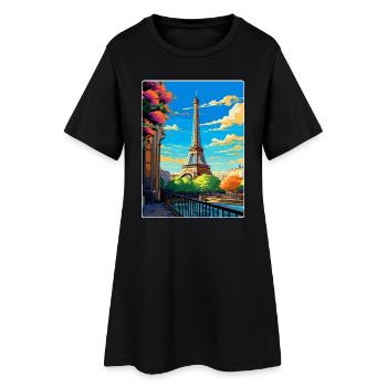 Paris Frankreich Vintage Reiseposter WPA Souvenir - Frauen T-Shirt-Kleid - Schwarz - Vorne