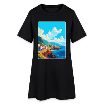 Madère Portugal Affiche de voyage vintage souvenir - Robe T-shirt Femme - noir - Devant
