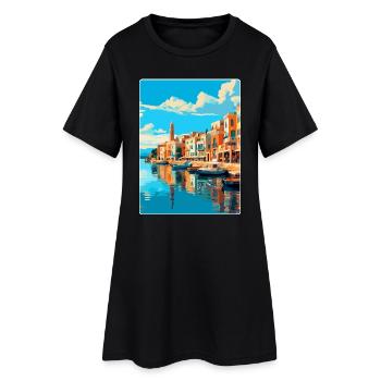 Rethymno Griechenland Vintage Reiseplakat Souvenir WPA - Frauen T-Shirt-Kleid - Schwarz - Vorne