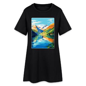 Souvenir de l’affiche de voyage vintage des fjords de Norvège - Robe T-shirt Femme - noir - Devant