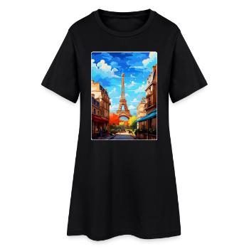 Paris Frankreich Vintage Reiseposter WPA Souvenir - Frauen T-Shirt-Kleid - Schwarz - Vorne