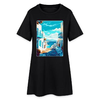 Mykonos Griechenland Vintage Reiseplakat Souvenir WPA - Frauen T-Shirt-Kleid - Schwarz - Vorne