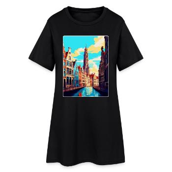 Anvers Belgique Affiche de voyage vintage Souvenir WPA - Robe T-shirt Femme - noir - Devant