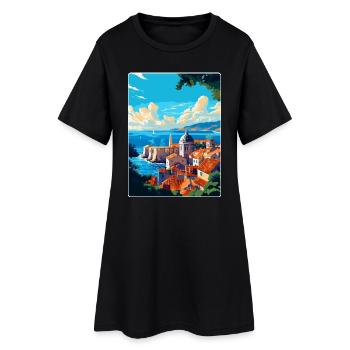 Dubrovnik Kroatien Vintage Reiseplakat Souvenir - Frauen T-Shirt-Kleid - Schwarz - Vorne