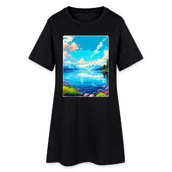 Lac Léman Suisse France Affiche de voyage WPA - Robe T-shirt Femme - noir - Devant