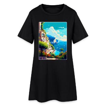 Capri Italie Affiche de voyage vintage WPA Art Souvenir - Robe T-shirt Femme - noir - Devant