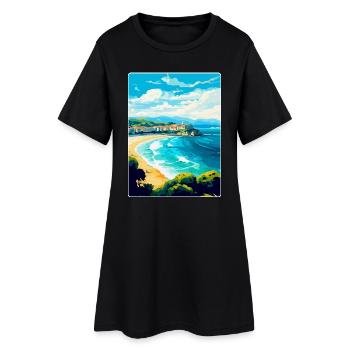 San Sebastian Spanien Vintage Reiseplakat Souvenir - Frauen T-Shirt-Kleid - Schwarz - Vorne