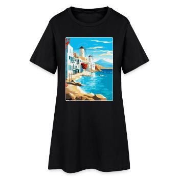 Mykonos Griechenland Vintage Reiseplakat Souvenir WPA - Frauen T-Shirt-Kleid - Schwarz - Vorne