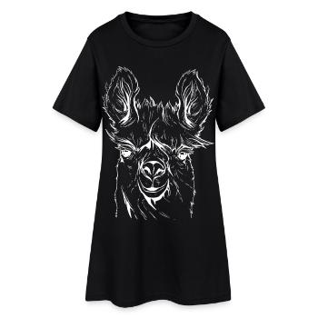 Lama Alpaka Strichzeichnung - Frauen T-Shirt-Kleid - Schwarz - Vorne