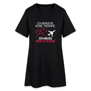 Pilot Therapie Spruch Flugzeug Geschenk - Frauen T-Shirt-Kleid - Schwarz - Vorne