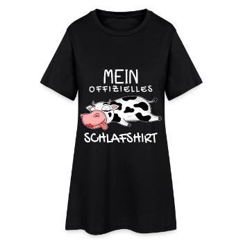 Offizielles Schlafshirt Kuh - Frauen T-Shirt-Kleid - Schwarz - Vorne