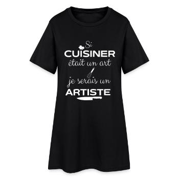 Tablier de cuisine humour si cuisiner était un.. - Robe T-shirt Femme - noir - Devant