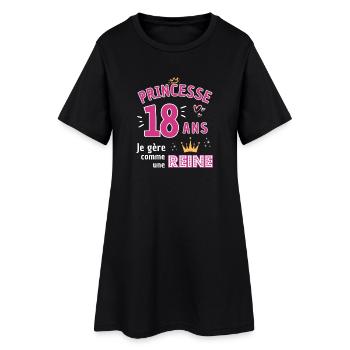 Princesse 18 Ans Reine d'Ado - Robe T-shirt Femme - noir - Devant