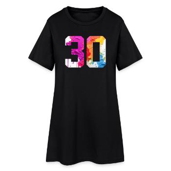 FARBIG NUMMER 30 BUNT 30. GEBURTSTAG - Frauen T-Shirt-Kleid - Schwarz - Vorne
