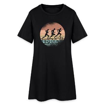 Trio rétro Sunset Runner - Robe T-shirt Femme - noir - Devant