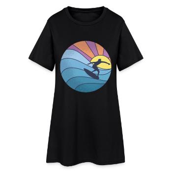 Sonne Meer Wellenreiten - Frauen T-Shirt-Kleid - Schwarz - Vorne
