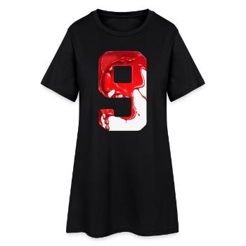 NON. 9 NUMÉRO 9 ROUGE BLANC 9E ANNIVERSAIRE - Robe T-shirt Femme - noir - Devant