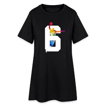 NUMMER 6 BASKETBALL 6. GEBURTSTAG - Frauen T-Shirt-Kleid - Schwarz - Vorne