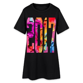 BUNT 9. GEBURTSTAG 2017 - Frauen T-Shirt-Kleid - Schwarz - Vorne