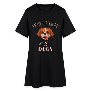 Easily Distracted By Dogs - Frauen T-Shirt-Kleid - Schwarz - Vorne