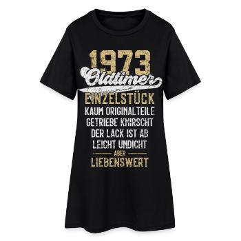 LUSTIG 53. GEBURTSTAG OLDTIMER 1973 EINZELSTÜCK - Frauen T-Shirt-Kleid - Schwarz - Vorne