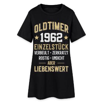 LUSTIG 64. GEBURTSTAG OLDTIMER 1962 EINZELSTÜCK - Frauen T-Shirt-Kleid - Schwarz - Vorne