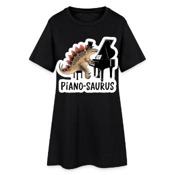 Pianosaurus Dino Klavier Spieler - Frauen T-Shirt-Kleid - Schwarz - Vorne