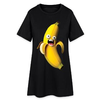 Figure de banane expressive avec un visage - Robe T-shirt Femme - noir - Devant