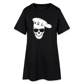 Crâne avec lunettes de soleil, toque de chef - Robe T-shirt Femme - noir - Devant