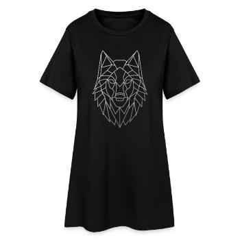 Tête de loup géométrique - Robe T-shirt Femme - noir - Devant