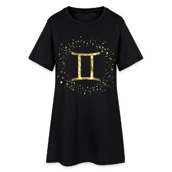Zwilling Sternzeichen - Frauen T-Shirt-Kleid - Schwarz - Vorne