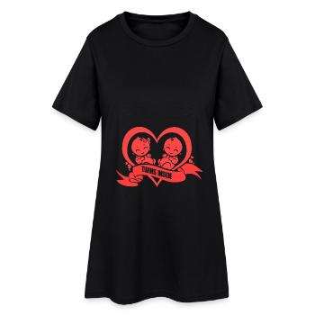 Twins Inside Schwangerschaft Zwillinge Schwanger - Frauen T-Shirt-Kleid - Schwarz - Vorne