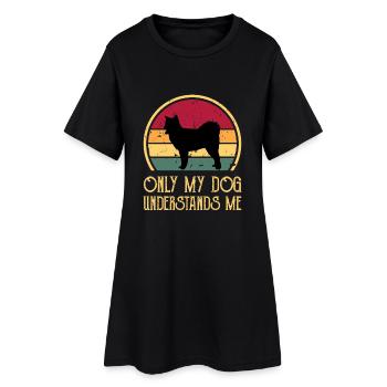 Kanadischer Eskimo Hund Liebe Silhouette Vintage Sonnenuntergang - Frauen T-Shirt-Kleid - Schwarz - Vorne