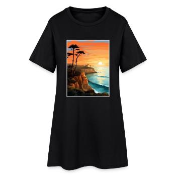Sonnenuntergang Klippen Kalifornien Vintage Reiseposter WPA - Frauen T-Shirt-Kleid - Schwarz - Vorne