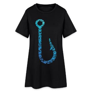 Angelhaken Haken Kritzelei Farben Angler - Frauen T-Shirt-Kleid - Schwarz - Vorne