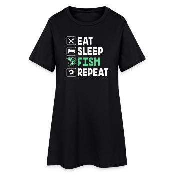 Forelle Forellenteich Angelhaken Angelrute Angler - Frauen T-Shirt-Kleid - Schwarz - Vorne