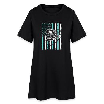 Forelle Angelhaken Angelrute Angler Anglerfisch - Frauen T-Shirt-Kleid - Schwarz - Vorne