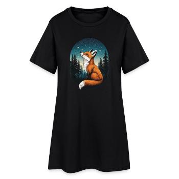 Fuchs Sternenhimmel - Frauen T-Shirt-Kleid - Schwarz - Vorne