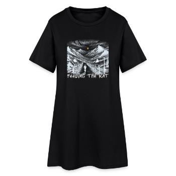 feeding the rat - auf zu neuen Abenteuern - weiss - Frauen T-Shirt-Kleid - Schwarz - Vorne