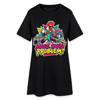 Hast du ein Problem? – Rooster Retro 90er. - Frauen T-Shirt-Kleid - Schwarz - Vorne