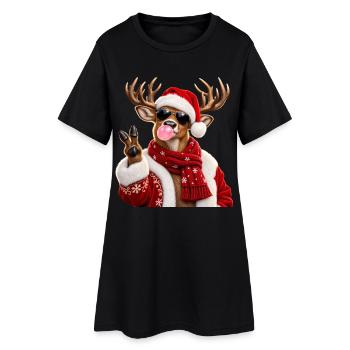 Christmas Reindeer Bubble Gum Sunglasses Santa - Frauen T-Shirt-Kleid - Schwarz - Vorne