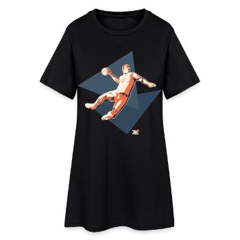 Handballspieler im Sprungwurf – Retro Stil - Frauen T-Shirt-Kleid - Schwarz - Vorne