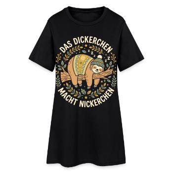 Schlummerndes Dickerchen Nickerchen - Frauen T-Shirt-Kleid - Schwarz - Vorne