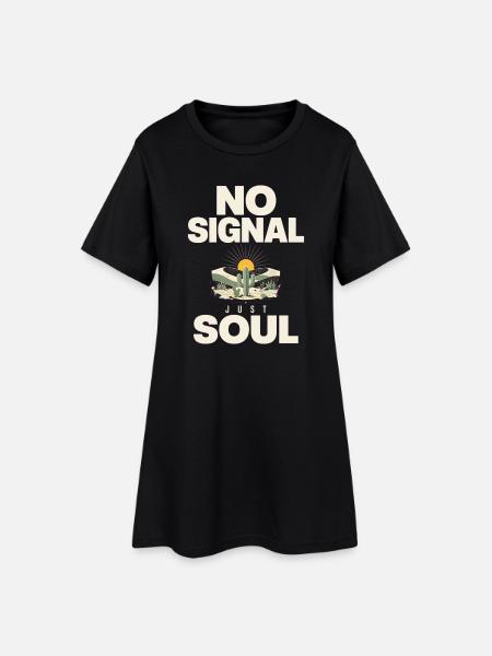 Kein Signal, nur Seelenwüsten-Vibe - Frauen T-Shirt-Kleid - Schwarz