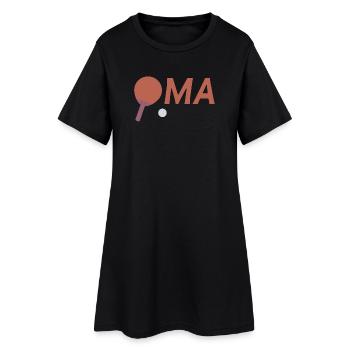 Oma mit Tischtennis – Rot - Frauen T-Shirt-Kleid - Schwarz - Vorne