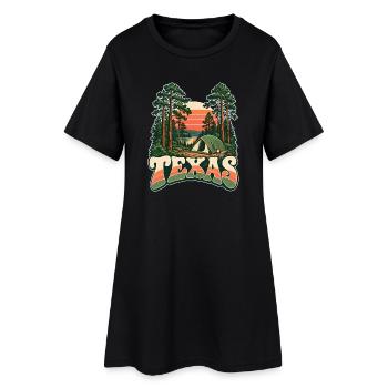 Texas Camping am Sonnenuntergang - Frauen T-Shirt-Kleid - Schwarz - Vorne