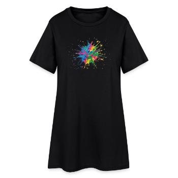 Farbexplosion Farbkleckse Farbspritzer Geschenk - Frauen T-Shirt-Kleid - Schwarz - Vorne