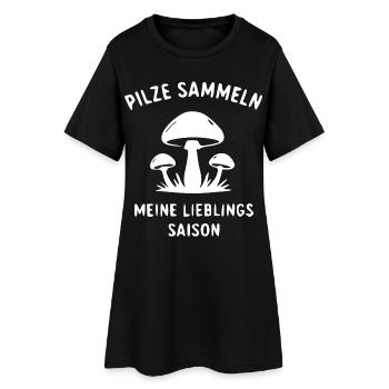 Pilze Sammeln Meine Lieblingssaison - Frauen T-Shirt-Kleid - Schwarz - Vorne